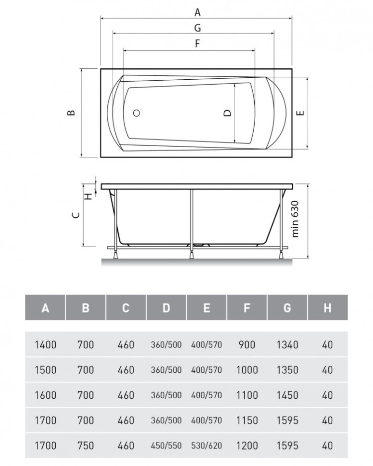 Акриловая ванна Relisan Tamiza 140х70