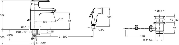 Cмеситель для умывальника Jacob Delafon KUMIN E99465-CP