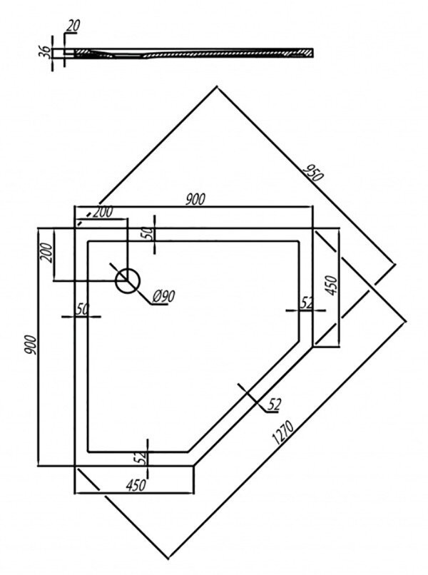 Душевой поддон из искусственного камня Акватон Калифорния 90x90