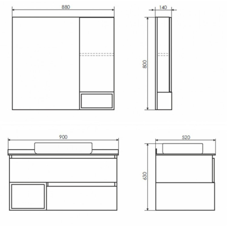 Зеркальный шкаф Comforty Прага 90