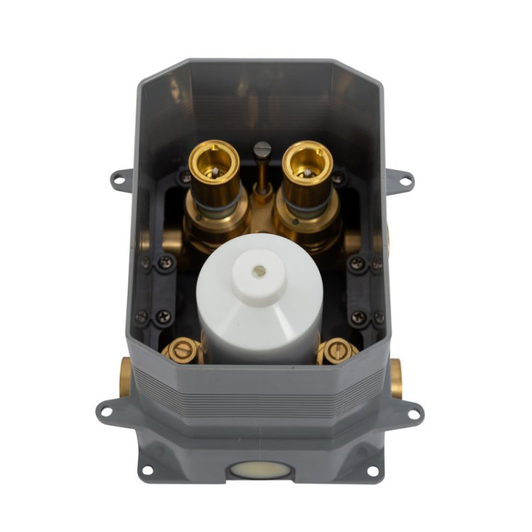 Душевой набор со встраиваемым смесителем с кнопочным управлением, верхний душ диаметр 25 см, ручной душ со шлангом, штуцером и держателем Cezares ECO-DSET-NOP