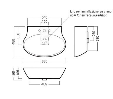 Раковина Hatria Nido 68 YXEP