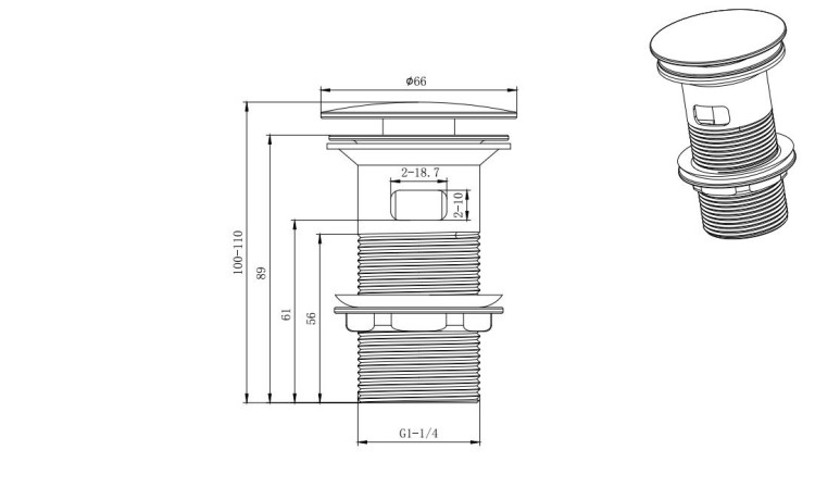 Сливной набор для раковины Aquatek, матовый черный AQ6001MB