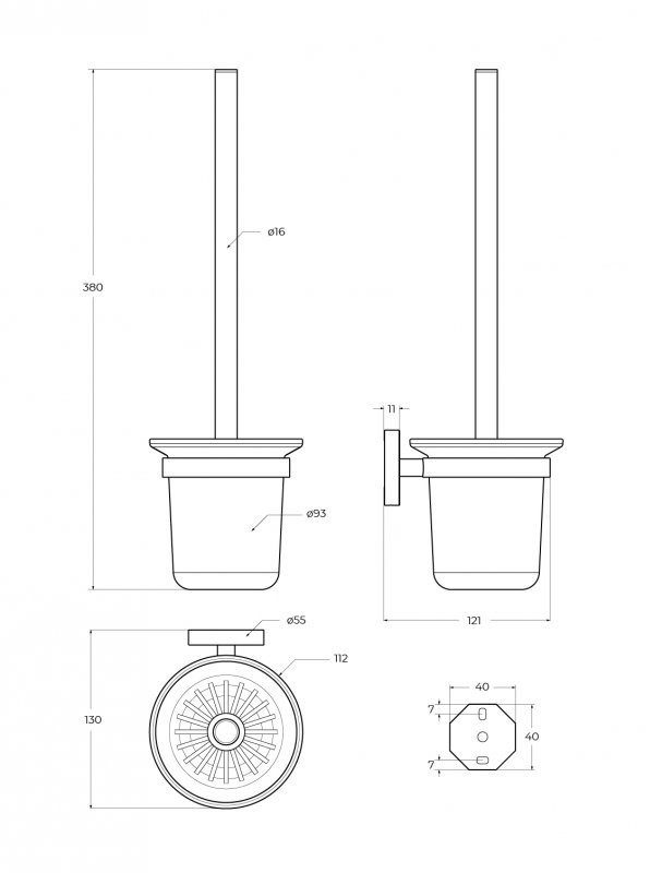 Ёршик для унитаза, подвесной, стекло Cezares RELAX-TBS-V-GM