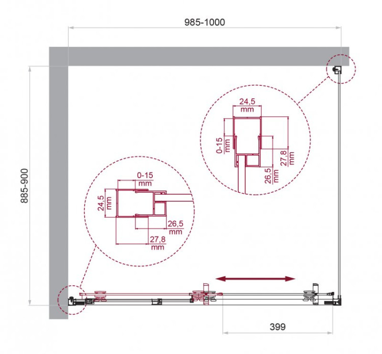 Душевой уголок BELBAGNO LUCE-AH-1 Cezares LUCE-AH-1-130/80-C-Cr