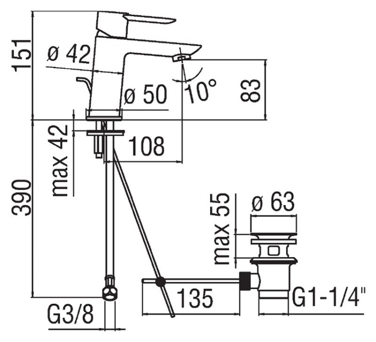 Смеситель для раковины Nobili Sand SA99118/1CR