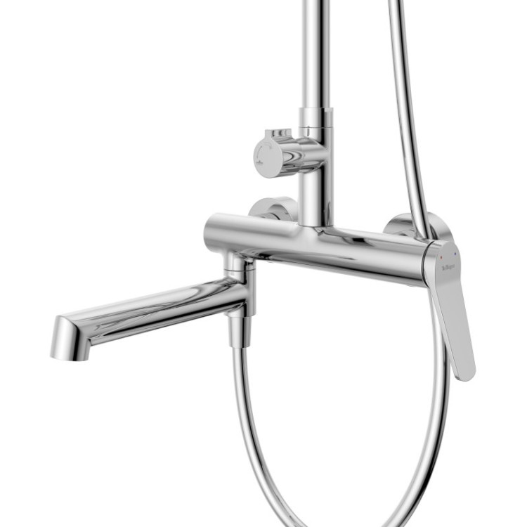 Душевая стойка со смесителем и изливом, верхним и ручным душем Cezares UNIQUE-VSCM-CRM