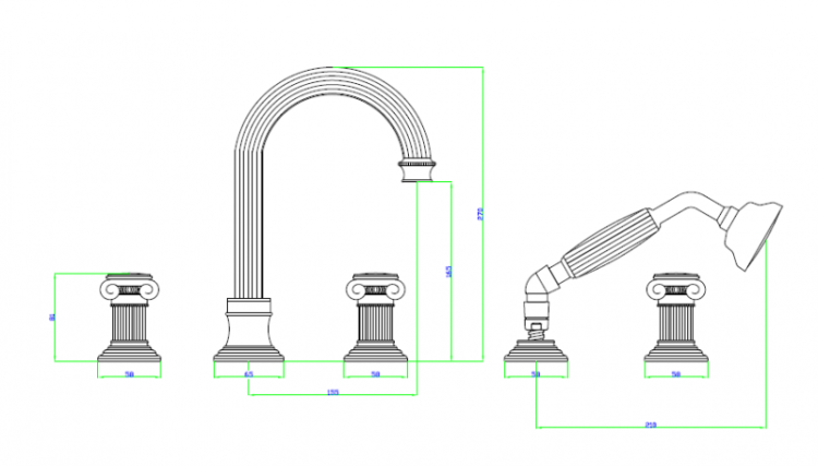 Смеситель на борт ванны с выдвижным душем и переключателем OLIMP-BVD Cezares OLIMP-BVD-02-M