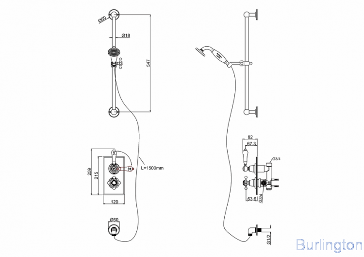 Душевая стойка c встроенным термостатом TF1H