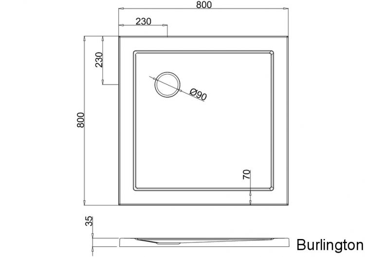 Квадратный поддон 800 x 800 мм [Z1160]