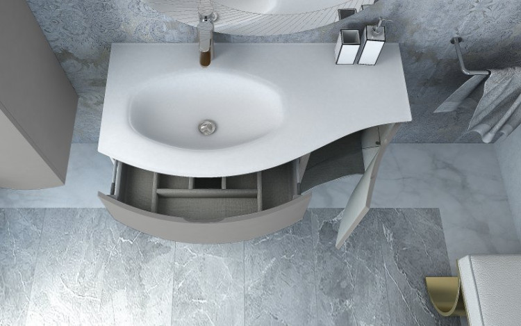 Раковина из искусственного мрамора, чаша справа, 104x52x1,5 Cezares 50154