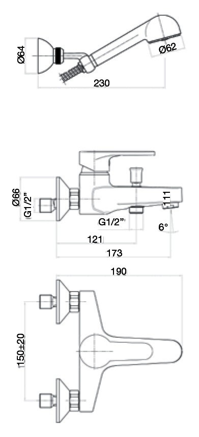 Смеситель для ванны Webert Sax Evolution SE850101