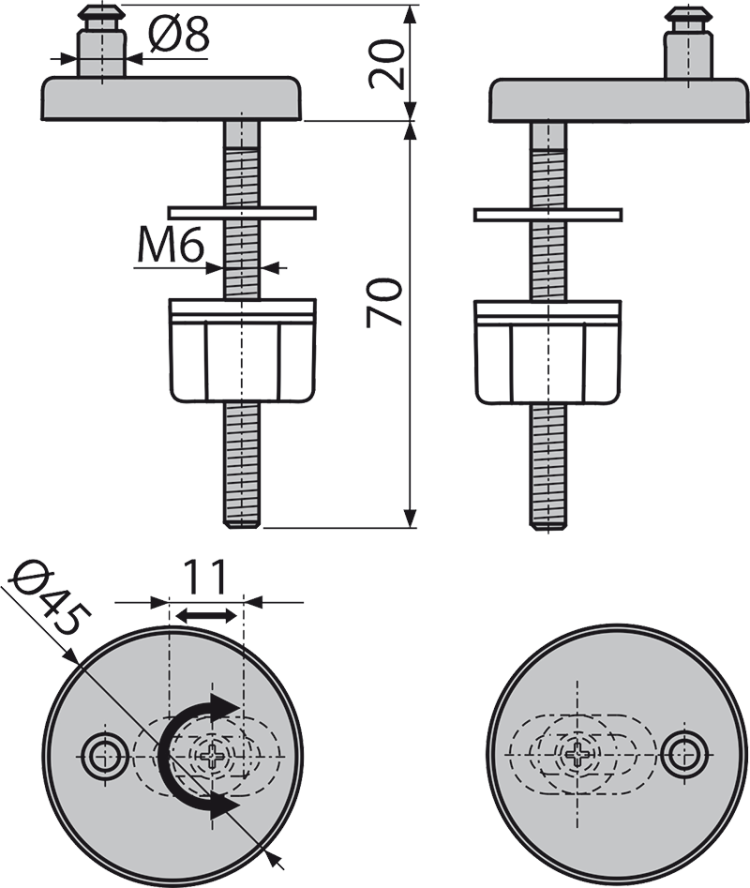 Петли с нижним монтажом, крышка из нержавеющей стали Alcadrain P106