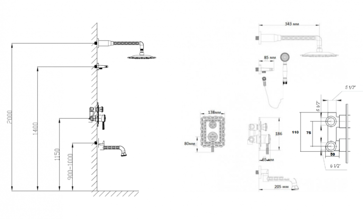 Душевая система Bronze de Luxe Windsor 10137