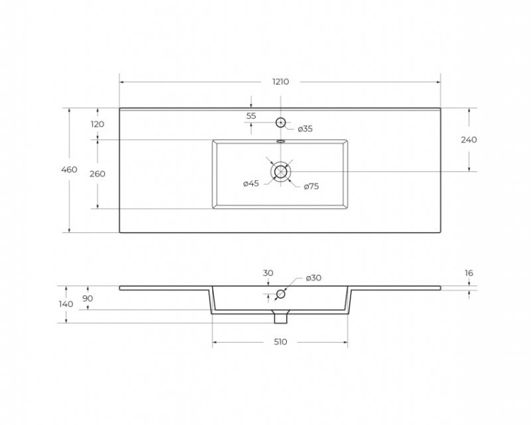 Керамическая раковина 1010x460x140 Cezares CZR-8070-100