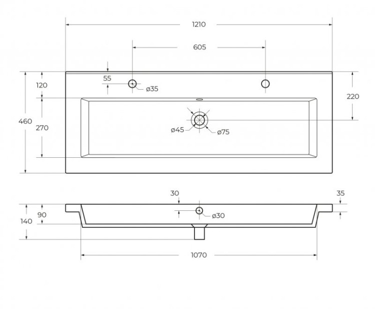 Керамическая раковина 1010x460x140 Cezares CZR-8070-100