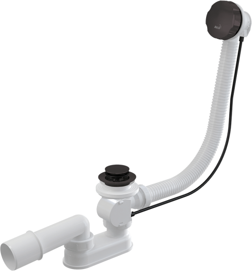 Сифон для ванны автомат комплект, GUN METAL-крацованный мат Alcadrain A55K-GM-B