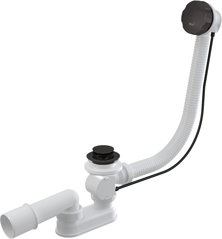 Сифон для ванны автомат комплект, GUN METAL-крацованный мат Alcadrain A55K-GM-B