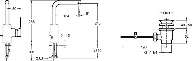 Однорычажный смеситель для раковины с высоким изливом и гибкой подводкой Jacob Delafon ALEO+ E72357-CP