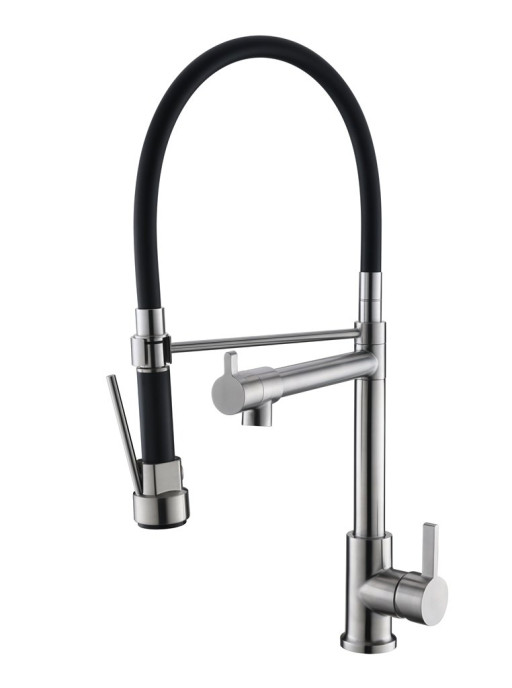 Смеситель для кухни с поворотным и гибким изливом, нержавеющая сталь BelBagno BB-LAM50-IN