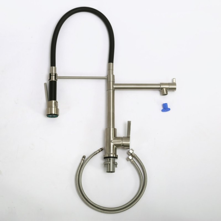 Смеситель для кухни с поворотным и гибким изливом, нержавеющая сталь BelBagno BB-LAM50-IN