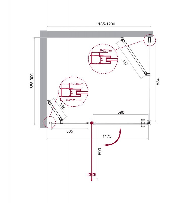 Душевой уголок BELBAGNO ETNA-AH-12 BelBagno ETNA-AH-12-100/80-C-Cr