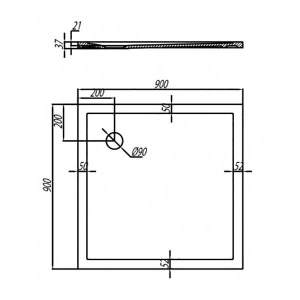 Душевой поддон из искусственного камня Акватон Калифорния 90x90 квадратный