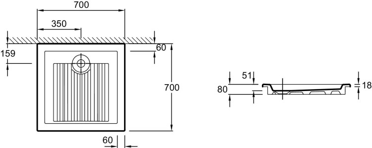 Душевой поддон 70 x 70 см Jacob Delafon KYREO EN130-00