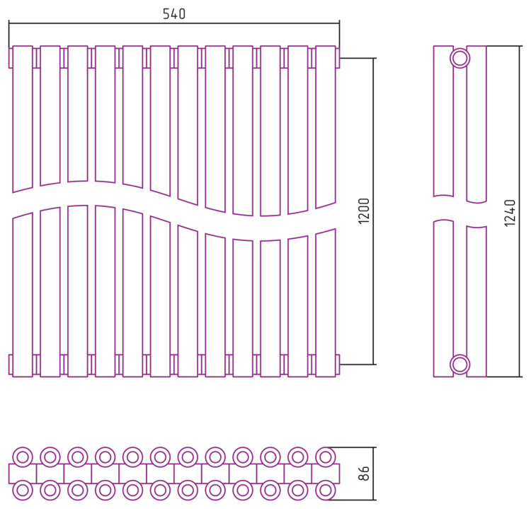 Отопительный радиатор Сунержа Эстет-00 1200х540 12 секций Состаренная латунь