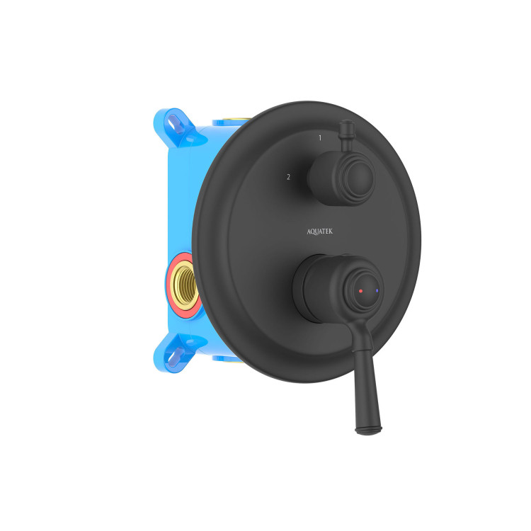 Смеситель для ванны (внешняя и скрытая часть) Aquatek, матовый черный AQ1546MB КЛАССИК