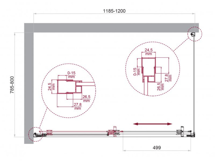 Душевой уголок BELBAGNO LUCE-AH-1 Cezares LUCE-AH-1-130/90-C-Cr