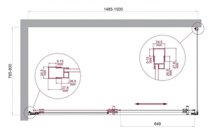 Душевой уголок BELBAGNO LUCE-AH-1 Cezares LUCE-AH-1-130/90-C-Cr