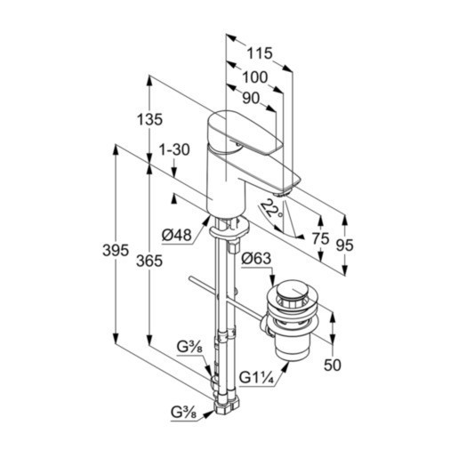 Смеситель для раковины Kludi Pure&Solid 342760575
