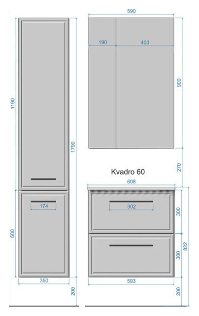 Тумба под раковину Raval Quadro 60 подвесная
