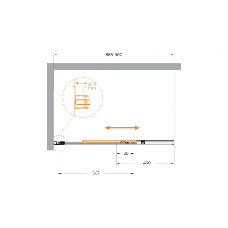 Душевая шторка на ванну SLIDER-FIX-VF-11 с фиксированным креплением одной створки Cezares SLIDER-FIX-VF-11-90/150-C-BORO
