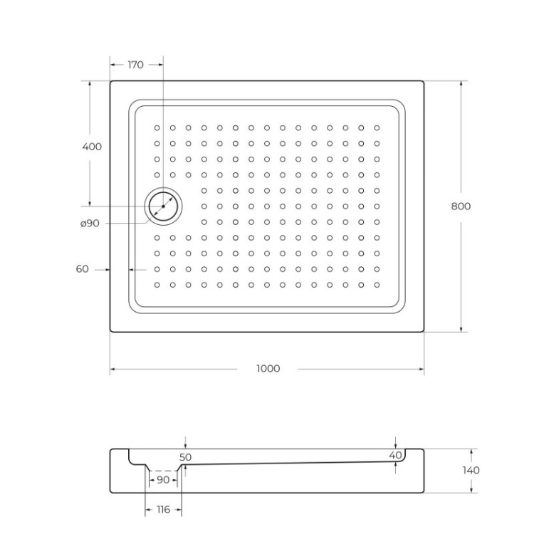 АКРИЛОВЫЙ ПОДДОН TRAY-A-AH-15-W Cezares TRAY-A-AH-120/80-15-W0