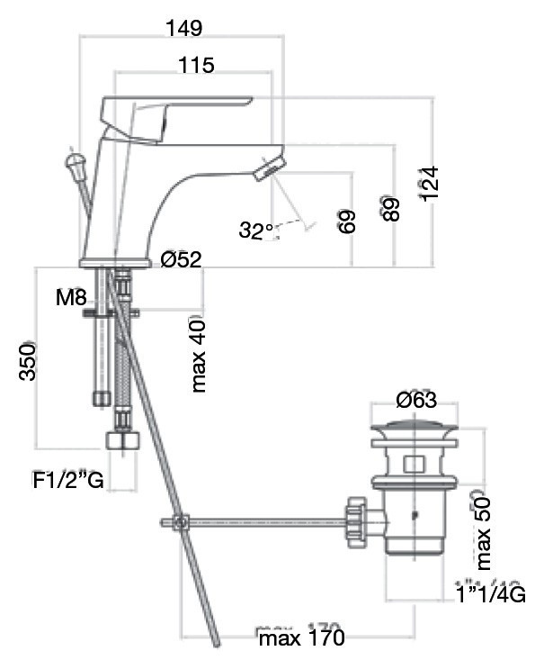 Смеситель для раковины Webert Sax Evolution SE830102