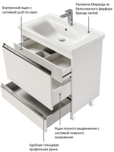 Тумба под раковину Акватон Капри 80 подвесная