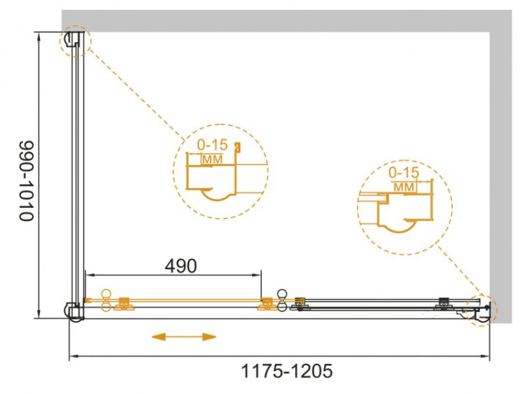 Душевой уголок GIUBILEO-AH-1-SCORREVOLE Cezares GIUBILEO-AH-1-120/90-SCORREVOLE-C-Br