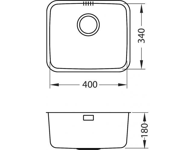 Мойка LUNO 20 SAT 90 FI 340X400 в комплекте с сифоном 1130550,