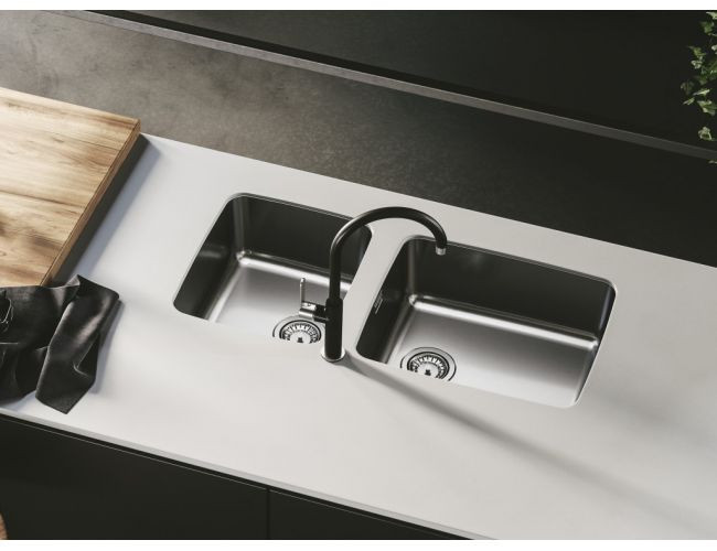 Мойка LUNO 20 SAT 90 FI 340X400 в комплекте с сифоном 1130550,