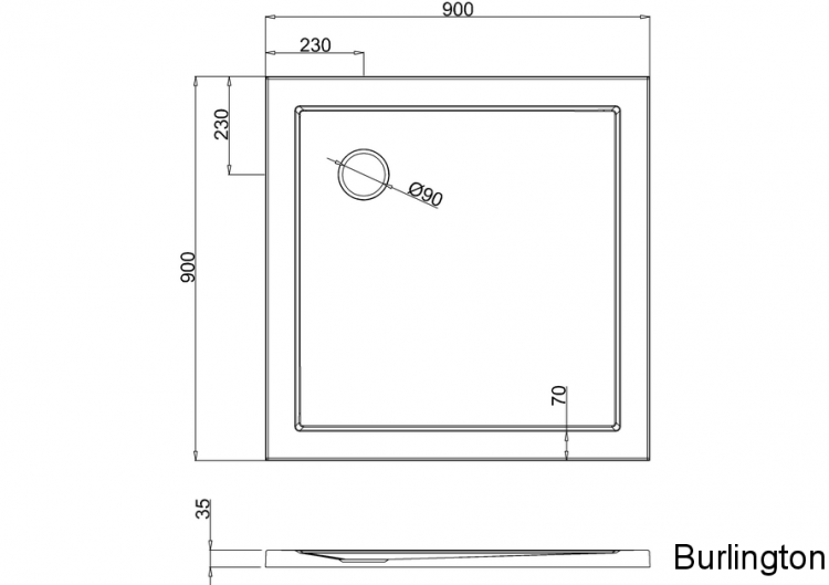 Квадратный поддон 900 x 900 мм [Z1161]