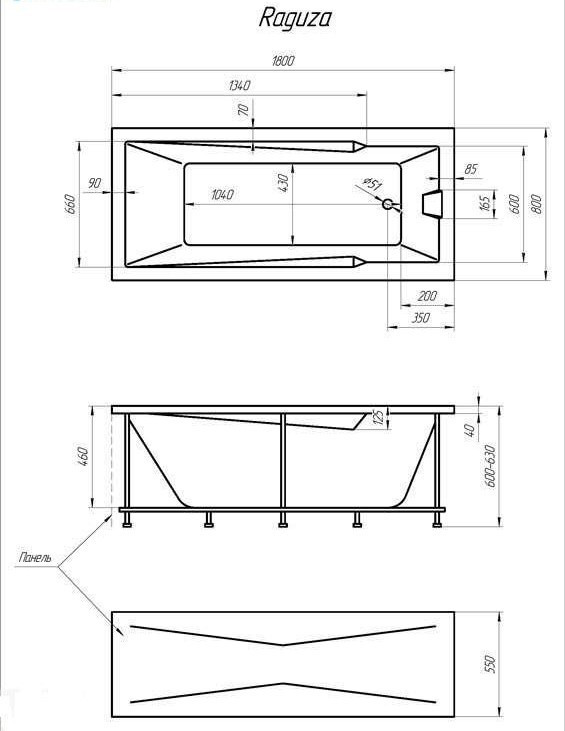 Акриловая ванна 1MarKa Raguza 180х80