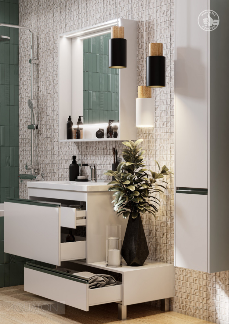 Тумба под раковину AQUATON Капри 80 белый глянец 1A230201KP010