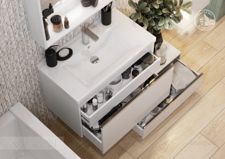Тумба под раковину AQUATON Капри 80 белый глянец 1A230201KP010