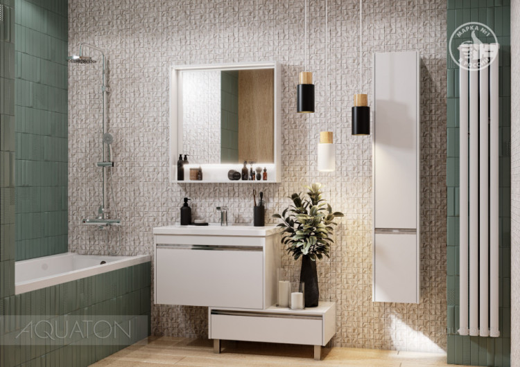 Тумба под раковину AQUATON Капри 80 белый глянец 1A230201KP010