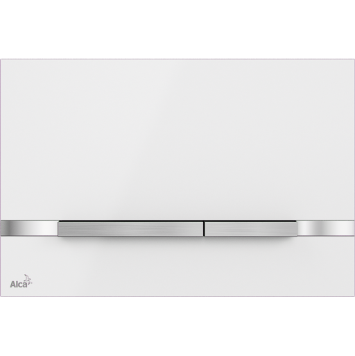 Кнопка управления для скрытых систем инсталляции, нержавеющая сталь-белый глянец Alcadrain Stripe White