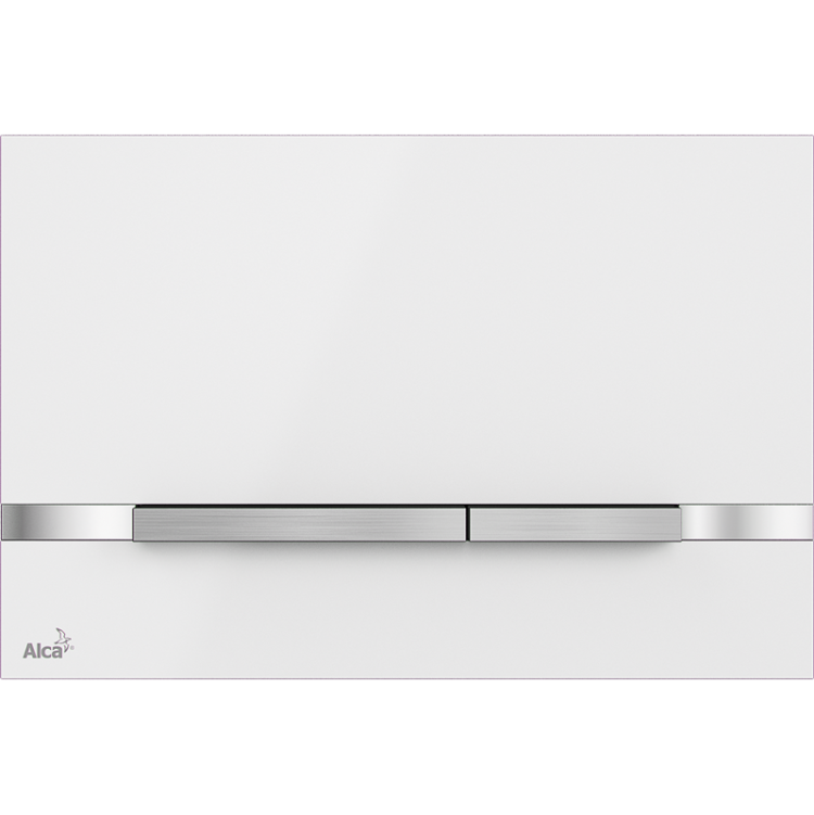 Кнопка управления для скрытых систем инсталляции, нержавеющая сталь-белый глянец Alcadrain Stripe White