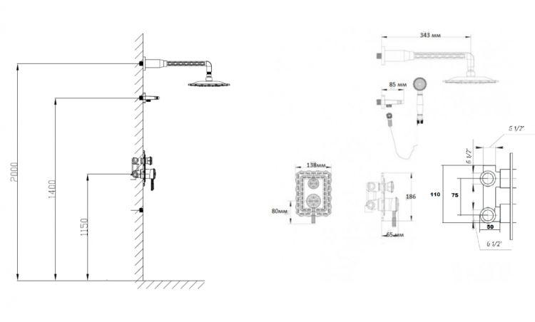 Душевая система Bronze de Luxe Windsor 10138