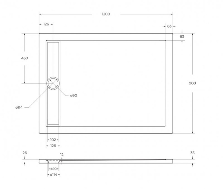 Акриловый поддон без сифона Cezares TRAY-BB-DUE-AH-100/80-4-W0